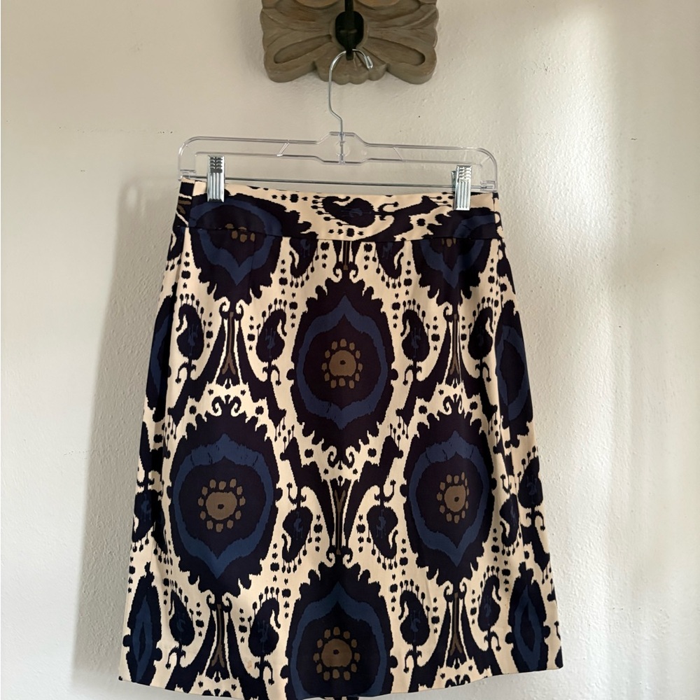 J.Crew Ikat Print Stretch Cotton Pencil Skirt Size 8